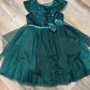 Jona Michelle Teal Satin Dress
